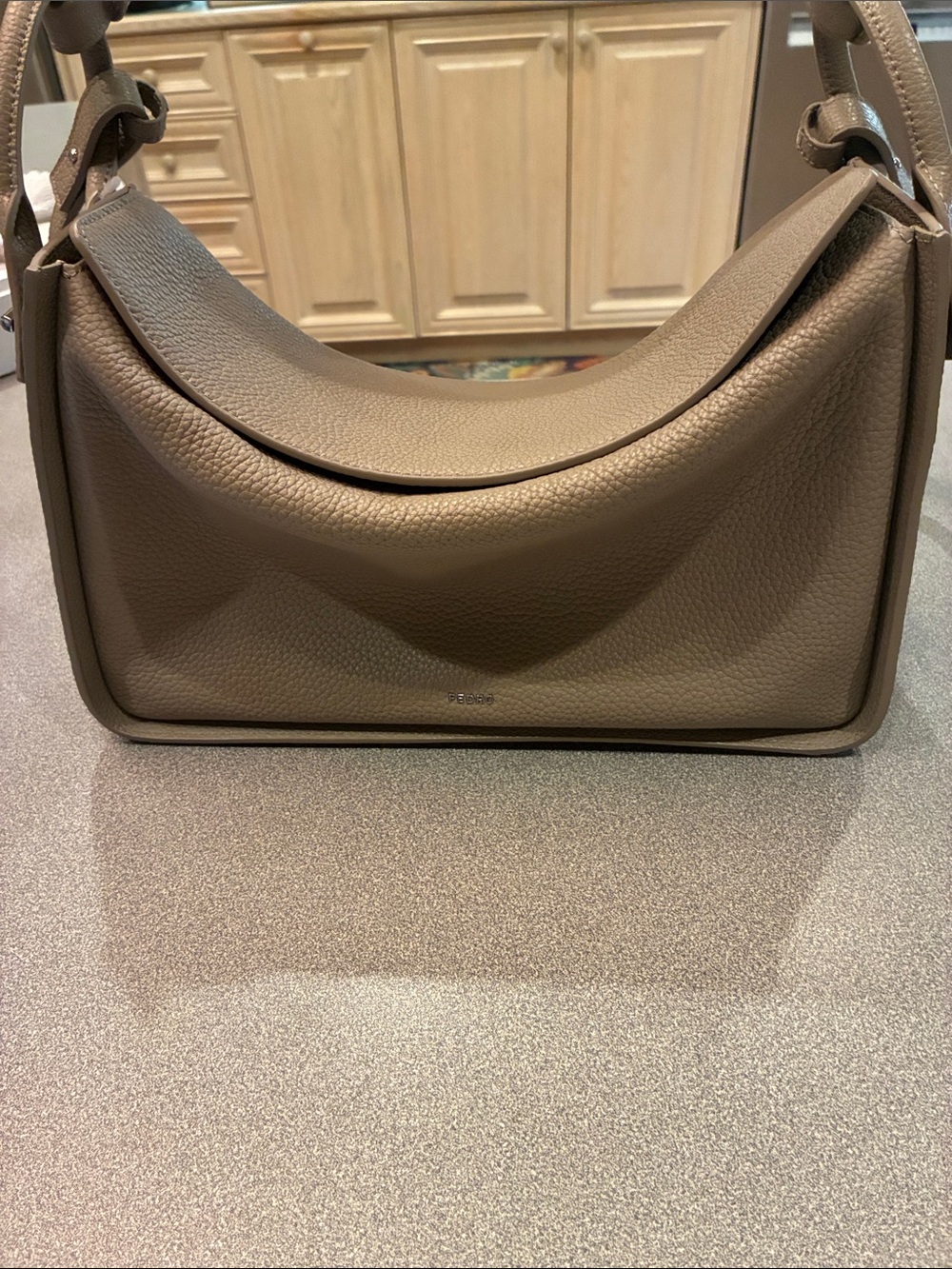 Pebbled Taupe Shoulder Hobo Bag